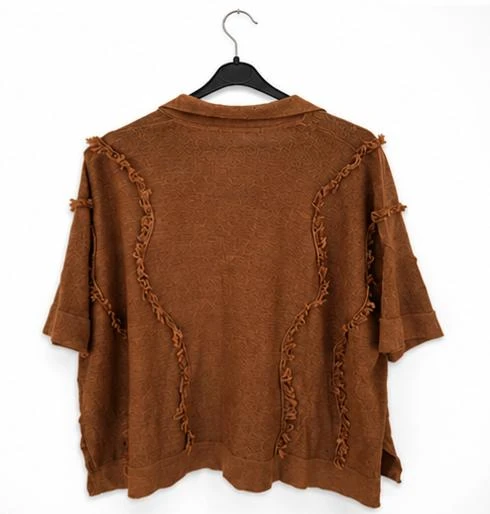 Blusa feminina 100 % linho terracota - Estilo boêmio chique - Tamanho 40 – photo 2